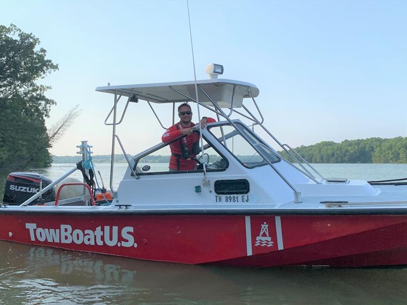 Captain Junior Fonte aboard one of his TowBoatUS response vessels photo copyright Scott Croft taken at  and featuring the Power boat class