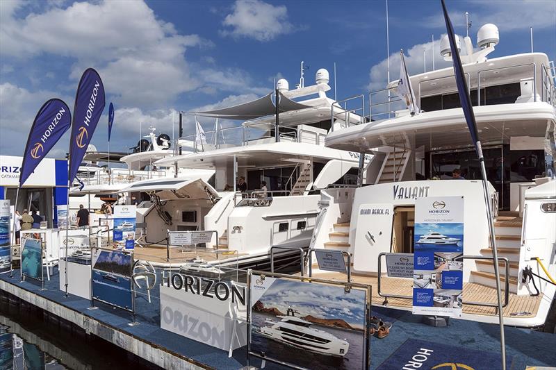 Horizon Yachts at 2021 Fort Lauderdale International Boat Show photo copyright Horizon Yachts taken at  and featuring the Power boat class