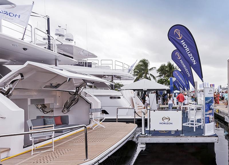 Horizon Yachts at 2021 Fort Lauderdale International Boat Show photo copyright Horizon Yachts taken at  and featuring the Power boat class