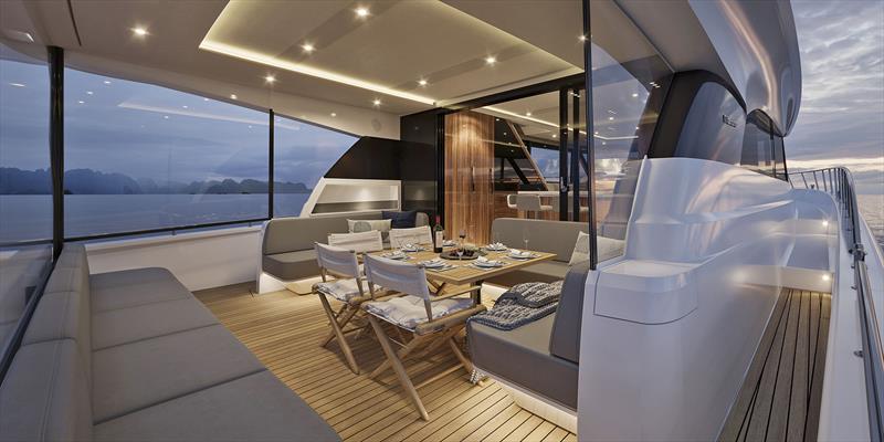Maritimo M75 - Upper Cockpit Deck is very connected to other entertainment spaces - photo © Maritimo
