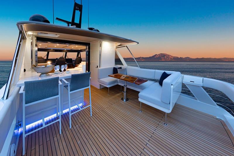 Riviera 78 Motor Yacht Enclosed Bridge Aft Deck - photo © Riviera Studio
