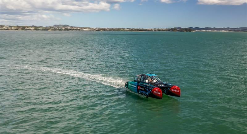 Emirates Team New Zealand's Hydrogen powered foiling chase boat on Auckland's Waitemata Harbour photo copyright Emirates Team New Zealand taken at  and featuring the Power boat class