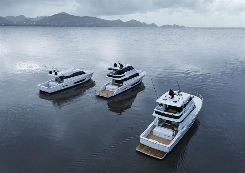 S600 and M600 from the Offshore series flank the new M60 - photo © Maritimo