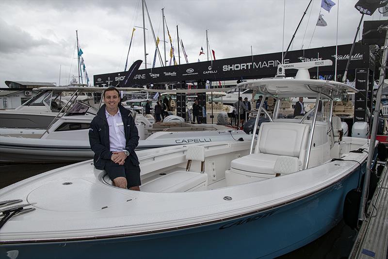 Ryan Short aboard the mighty Valhalla V 37 - even tied to the quay it is begging to go for a blast. - photo © John Curnow