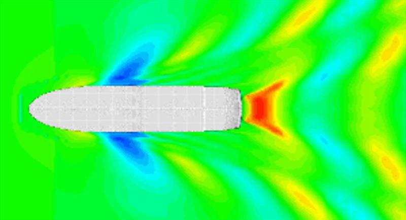 Wave plan at 12 knots of the base hull - deeper colours and size indicate the issues - photo © Bray Yacht Design - photo © Bray Yacht Design