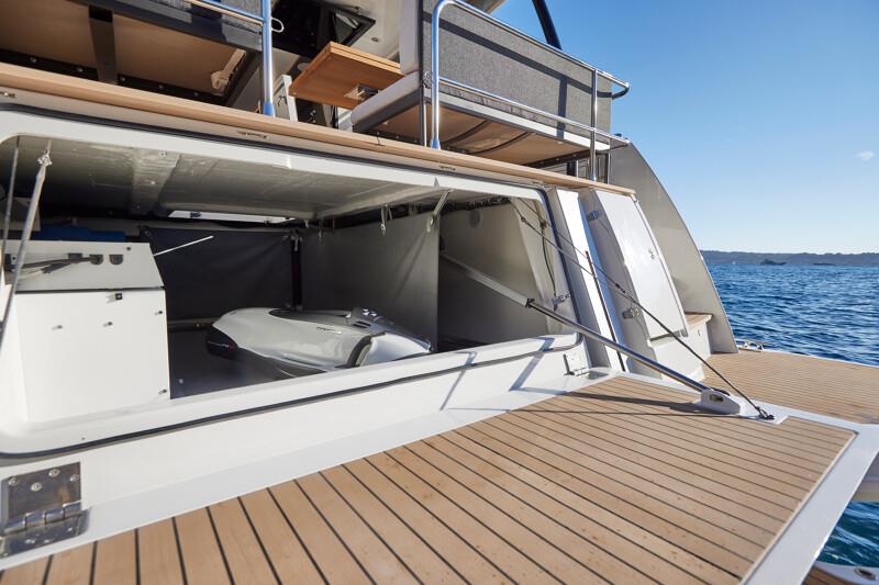 Garage/lazarette - Prestige's new M48 powercat - photo © Prestige Yachts