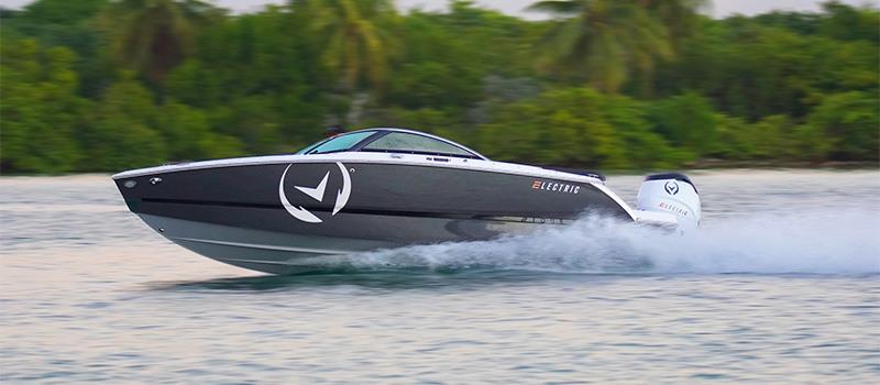 Fourwinns h2e E-Motion powered photo copyright Vision Marine Technologies taken at  and featuring the Power boat class