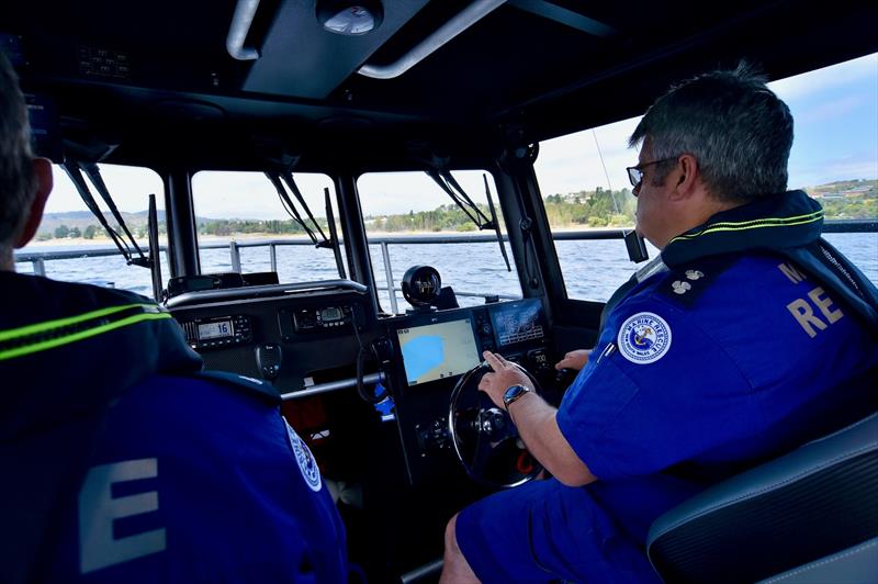 Marine Rescue Alpine Lakes volunteers undergo induction on the new replacement vessel - photo © Marine Rescue NSW
