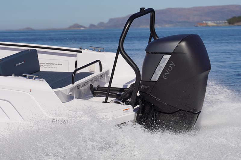 Evoy Storm 300hp electric outboard side - photo © Evoy