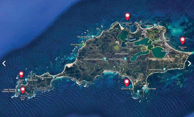 A map of Rottnest Island photo copyright Riviera Australia taken at  and featuring the Power boat class