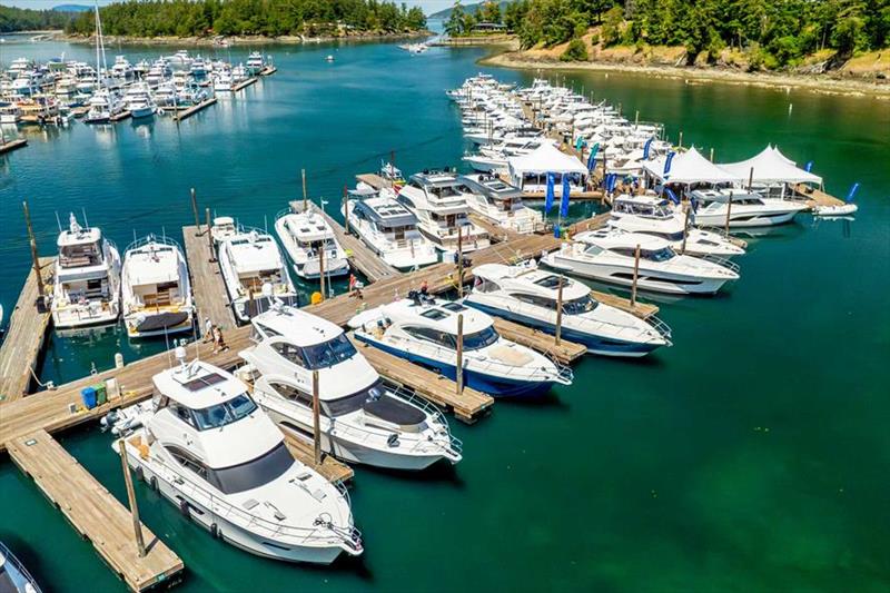 Riviera yachts as far as the eye can see. 60 Riviera yachts and 160 people from Canada and the Pacific Northwest recently attended the 2024 Riviera Roche Harbor Rendezvous - photo © Riviera Australia