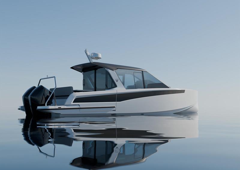 The aft sliding door combined with drop-down balconies connect the cabin with nature - Virtue V10 Cabin - photo © Carbon Yachts