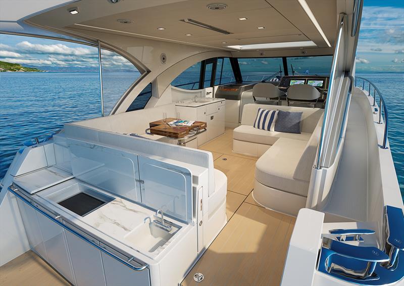 Alfresco aft BBQ centre and sink. One of 3 food stations on the Sports Express - photo © Riviera Australia