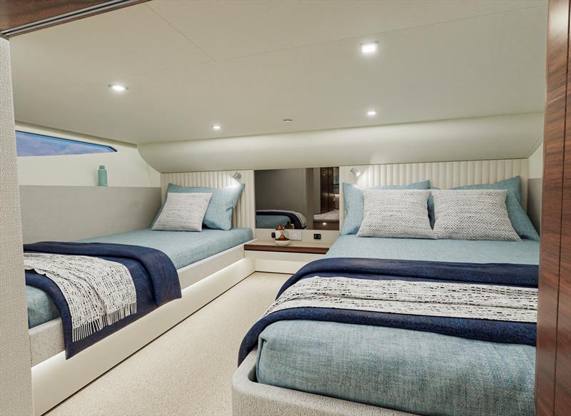 The aft cabin is a family favourite with a double berth plus a king single - photo © Riviera Australia