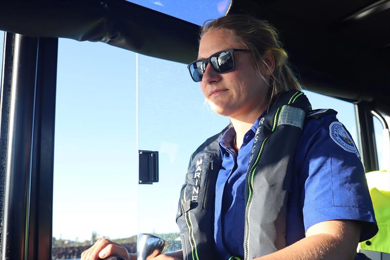 Marine Rescue Brunswick volunteer Anika Craney at the helm - photo © Marine Rescue NSW