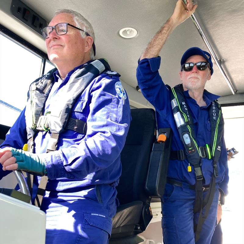 On the helm of Marine Rescue NSW vessel Bermagui 30 - photo © Marine Rescue NSW