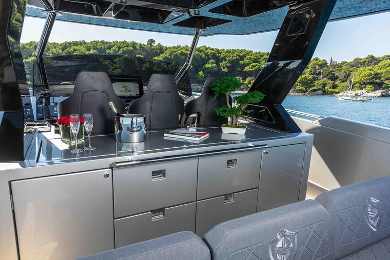 Custom outdoor galley on the Gladiator 493 - photo © Yachting Experts