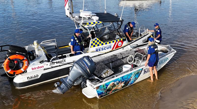 Marine Rescue Port Macquarie volunteers assist a boater whose vessel took on water near Pelican Island on March 16 - photo © Marine Rescue NSW