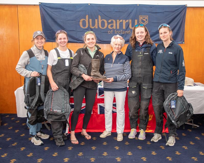 Macnamara's Bowl 2026 - Spirit of Macnamara's Bowl – the Dubarry Boot: Royal Cork YC - Emma Geary, Alana Twoney, Mia Murphy, RLymYC Commodore Sally Kalis, Julie Neville, Kelly Williams - photo © Tracy Hayward / www.tahphotography.com