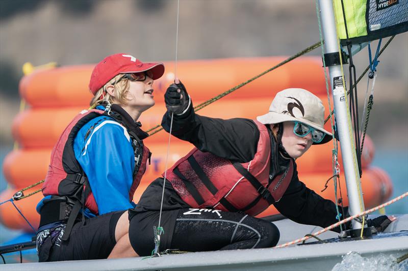 RS Fevas racing in the SailGP Inspire program - Lyttelton - March 23, 2024 photo copyright Justin Mitchell taken at Naval Point Club Lyttelton and featuring the RS Feva class