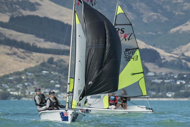 RS Fevas racing in the SailGP Inspire program - Lyttelton - March 23, 2024 photo copyright Justin Mitchell taken at Naval Point Club Lyttelton and featuring the RS Feva class