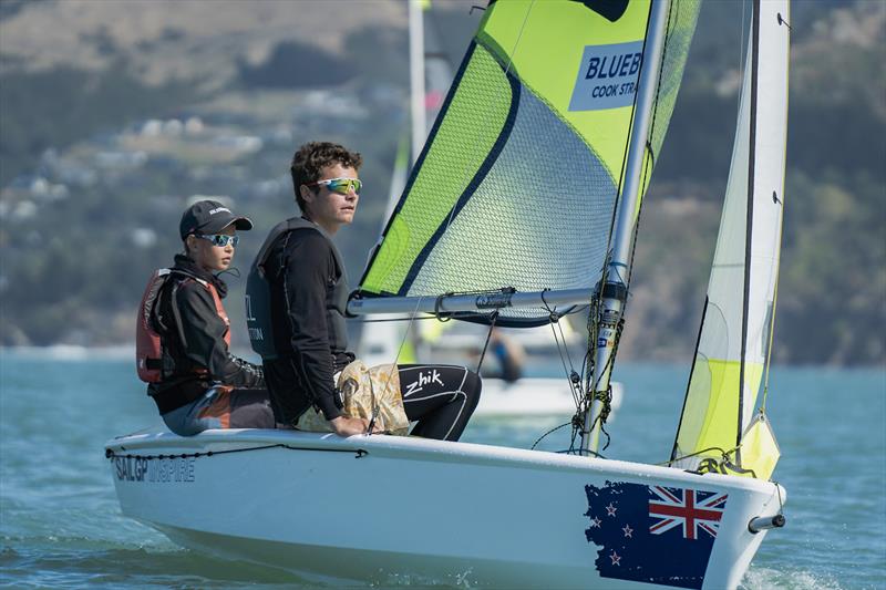 RS Fevas racing in the SailGP Inspire program - Lyttelton - March 23, 2024 photo copyright Justin Mitchell taken at Naval Point Club Lyttelton and featuring the RS Feva class