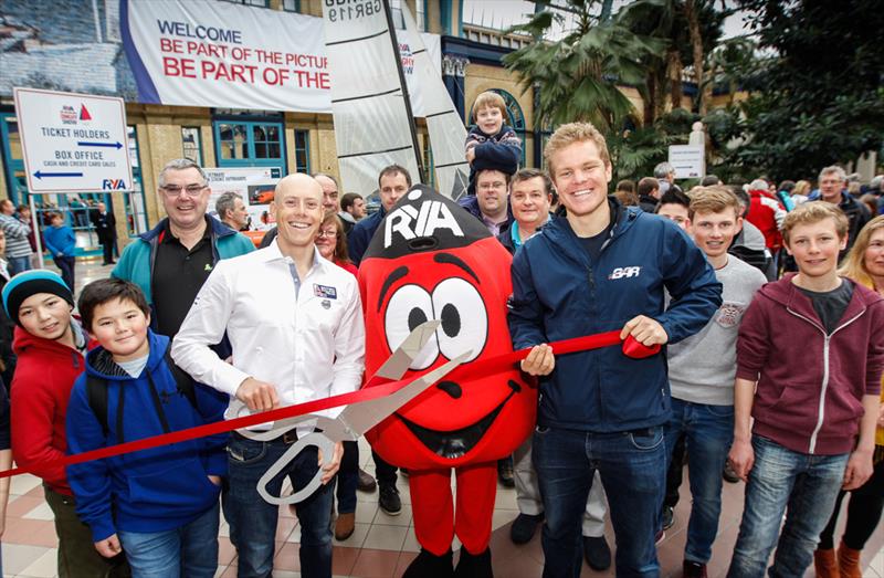 Laser World Champion Nick Thompson and Ben Ainslie Racing sailor David 'Freddie' Carr officially open the 2015 RYA Suzuki Dinghy Show  - photo © Paul Wyeth