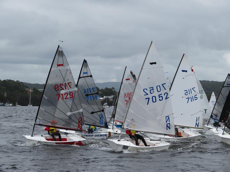 Busy start pin end start during the 58th Sabot National Championship photo copyright Col Skelton taken at Teralba Amateur Sailing Club and featuring the Sabot class