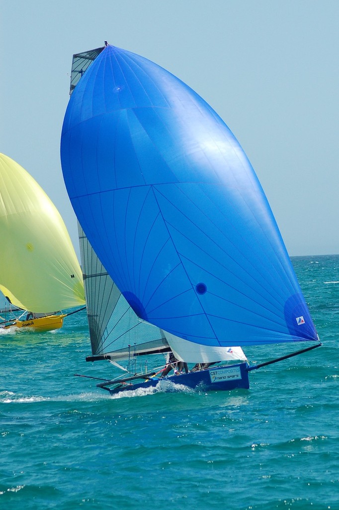 Racing in the first heat of Nationals off West Beach.. - 14 foot skiff national championships Adelaide Sailing Club © Peter Muirhead http://www.petermuirhead.com