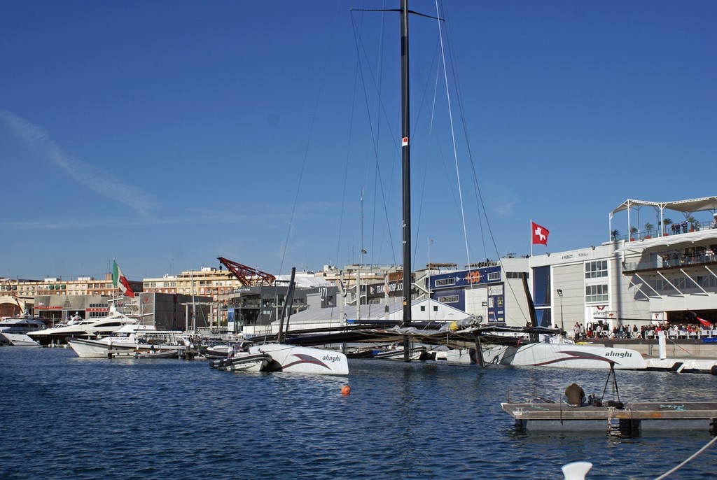 The Darcena side of the Alinghi base - Valencia 2010 photo copyright Richard Gladwell www.photosport.co.nz taken at  and featuring the  class