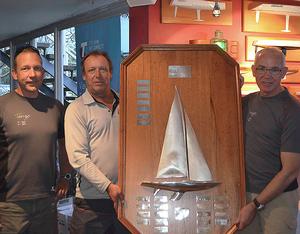 Sam Haines, Ian Walker and Chris Hampton with their 'Trophy'. Thankfully they did not have to worry about getting it on the plane home. - Etchells Brisbane Winter Championship - photo © Emily Scott
