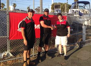 Dinghy World owners David (left) and Vince De Luca with Mercury Marine’s W.A. Manager, Noula Evagelelis. photo copyright Mercury Marine taken at  and featuring the  class