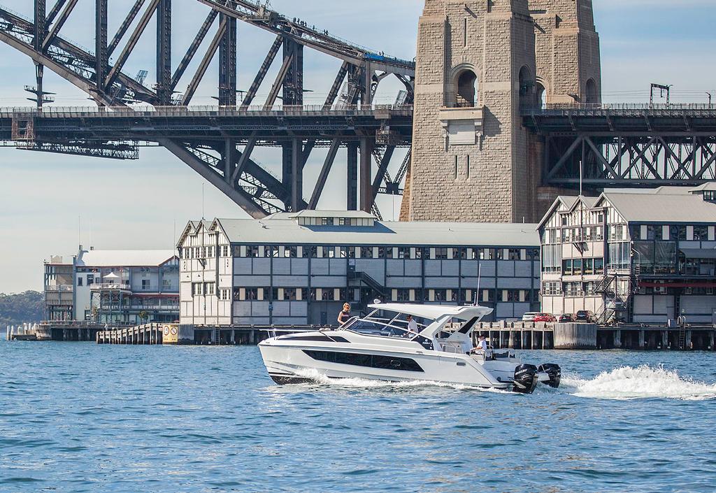 Taking in the sights from all of her entertaining areas. - Aquila 36 photo copyright  John Curnow taken at  and featuring the  class