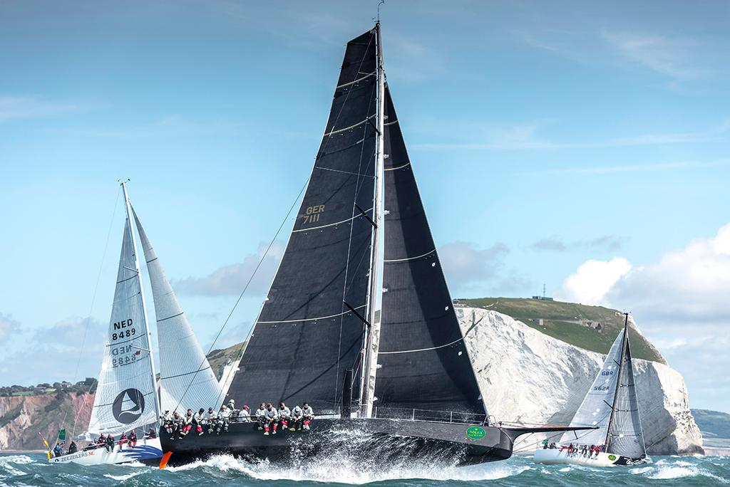 Varuna, Sail No: GER 7111, Class: IRC Zero, Owner: Jens Kellinghusen, Type: Ker 56 Windshift, Sail No: IRL 37737, Class: IRC Four, Owner: Brendan Coghlan, Type: Sun Fast 37 Night Owl II, Sail No: GBR 562, Class: IRC One, Owner: Edmund Hall, Type: Mat 12 - Rolex Fastnet Race 2017 © Kurt Arrigo http://www.loropianasuperyachtregatta.com