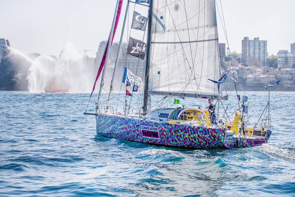 Lisa Blair arrives in Sydney in Climate Action Now - Lisa Blair shares story at Gosford Sailing Club photo copyright Peter McIntosh taken at  and featuring the  class
