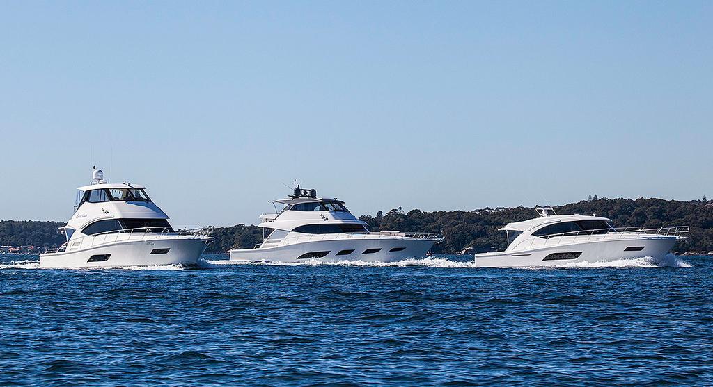 The SMY 68 with a couple of her smaller siblings. - Riviera Sport Motor Yacht 68 photo copyright  John Curnow taken at  and featuring the  class