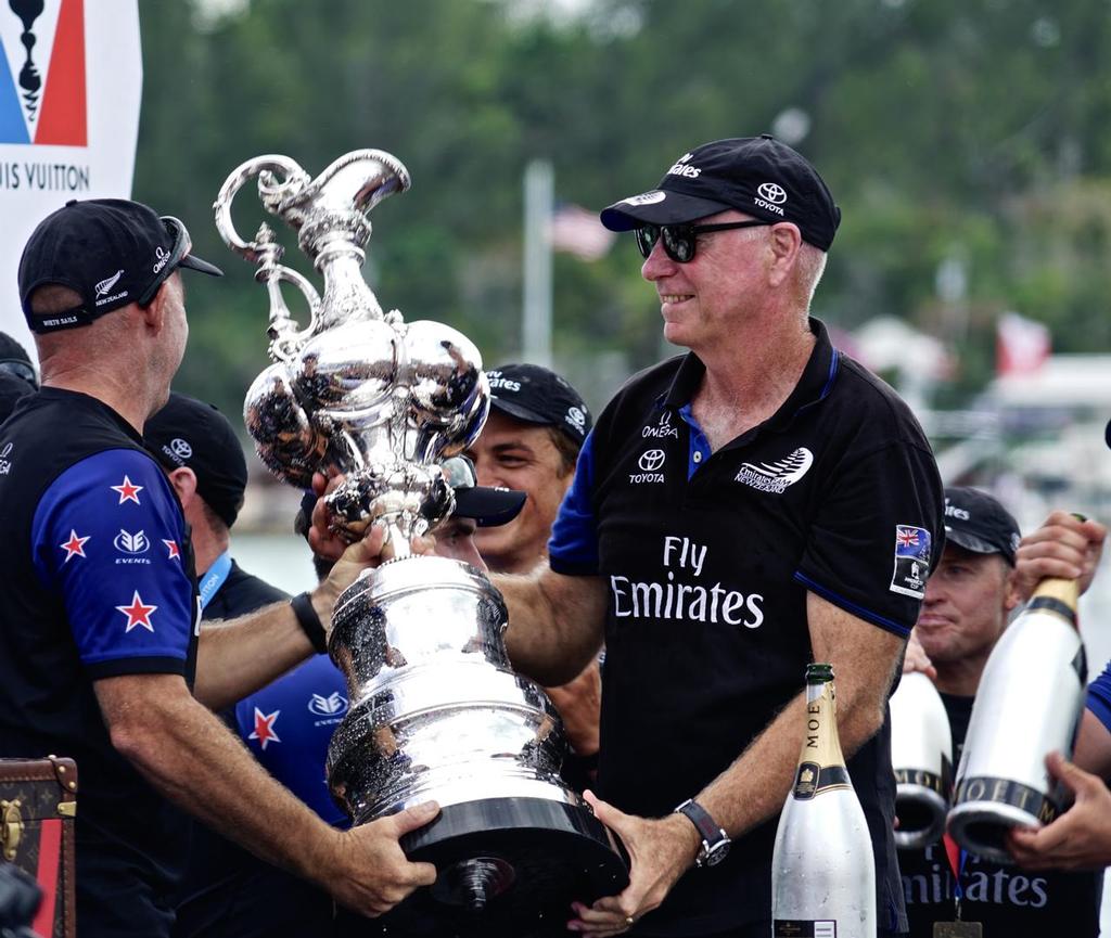 Sir Stephen Tindall (right) at the America's Cup Presentation Ceremony, Bermuda, June 26, 2017 - photo © Scott Stallard http://scottstallard.com/