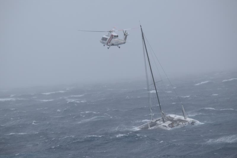 NZ Defence rescue catamaran sailor - February 14, 2023 photo copyright NZ Defence taken at  and featuring the  class