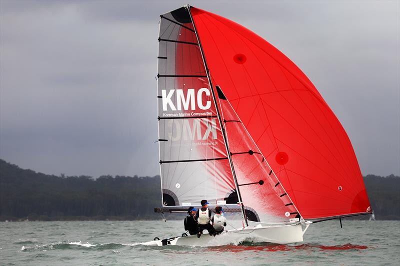 Koreman Marine Composites 4th overall - 2020 Australian 16ft and 13ft Skiff Championships  photo copyright Mark Rothfield taken at Port Stephens Sailing and Aquatic Club and featuring the 16ft Skiff class