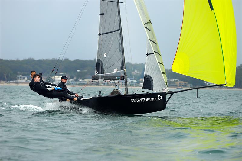Race 9 Growthbuilt 3rd across line and overall - 2020 Australian 16ft and 13ft Skiff Championships  photo copyright Mark Rothfield taken at Port Stephens Sailing and Aquatic Club and featuring the 16ft Skiff class