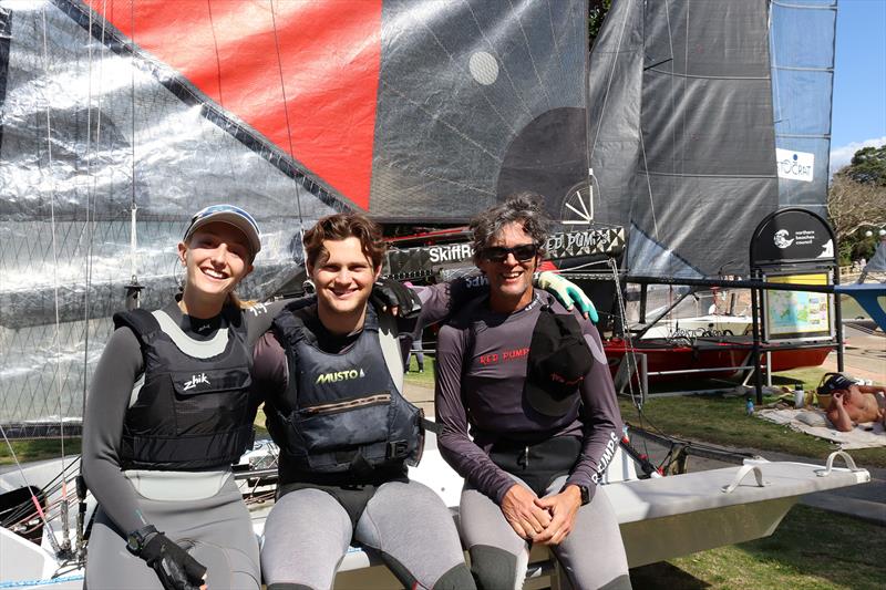 Zoe Dransfield, Jamie Stodart, Hugh Stodart - photo © Manly Skiffs