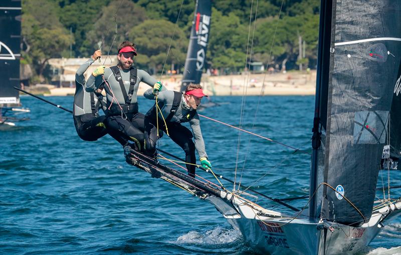 Dave McDiarmid, Matt Steven and Brad Collins - Honda Marine - JJ Giltinan 18ft Championships - March 2020 - Sydney Harbour - photo © Michael Chittenden