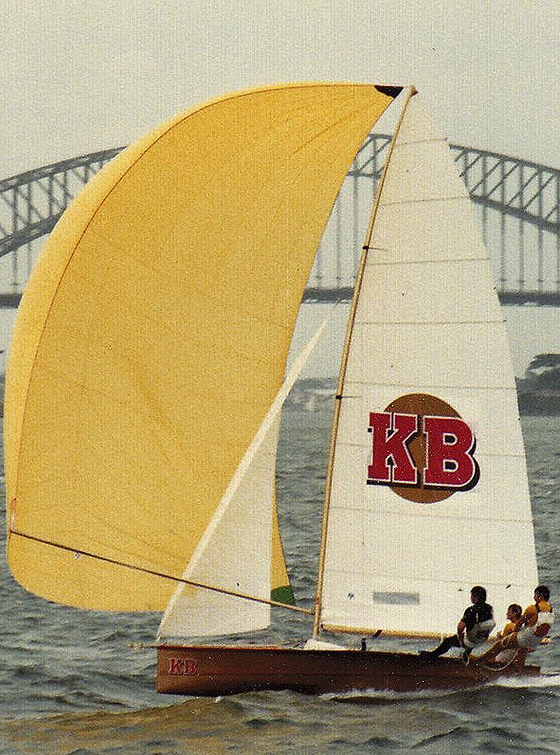 Michael Coxon driving KB back in the day photo copyright Frank Quealey taken at Australian 18 Footers League and featuring the 18ft Skiff class