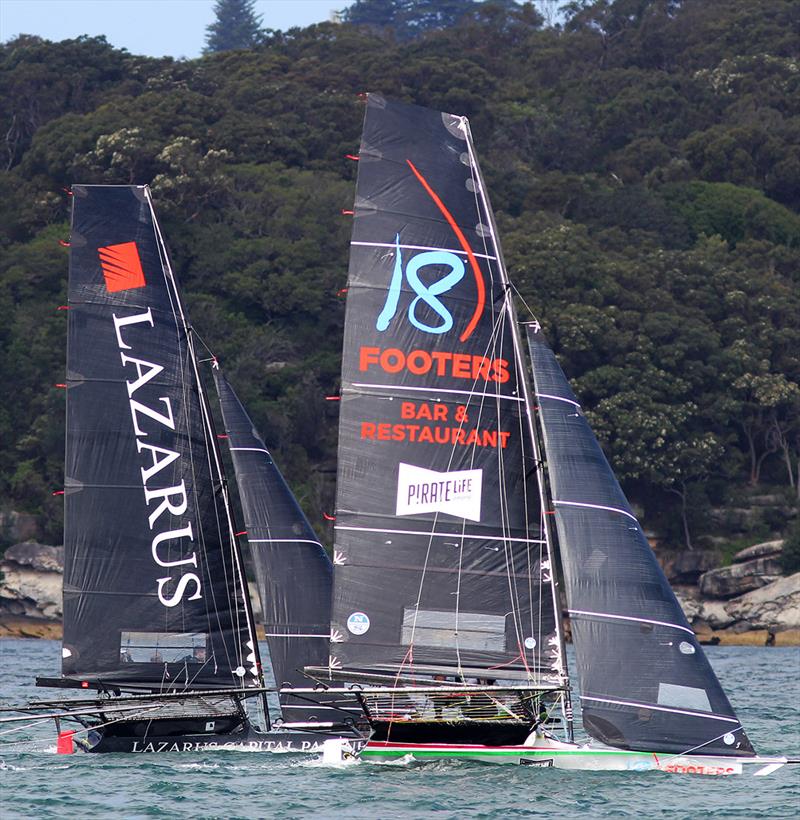 Close racing on the windward leg into Rose Bay - 18ft Skiffs: Spring Championship photo copyright Frank Quealey taken at Australian 18 Footers League and featuring the 18ft Skiff class