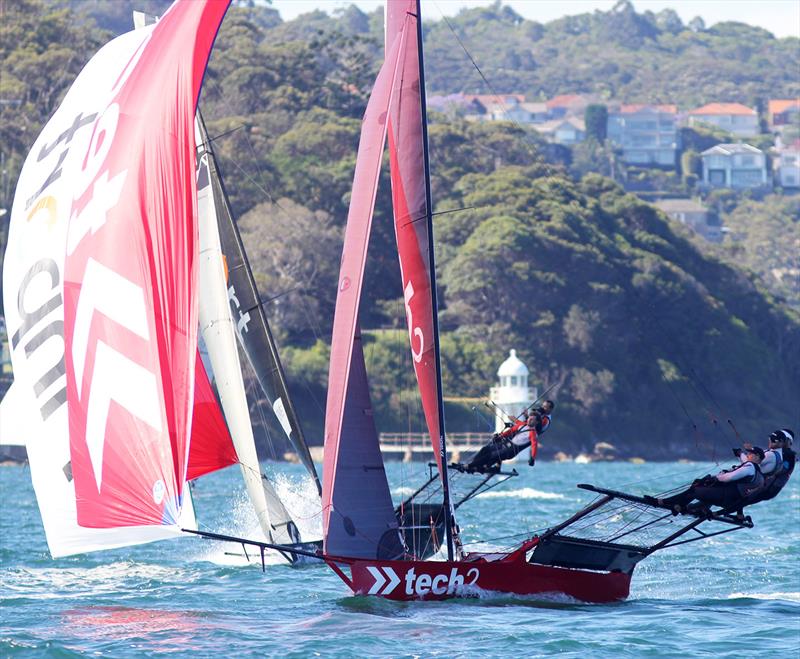 18ft Skiff Club Championship Race 1: Tech2 gets the victory in the last few metres of the course - photo © Frank Quealey