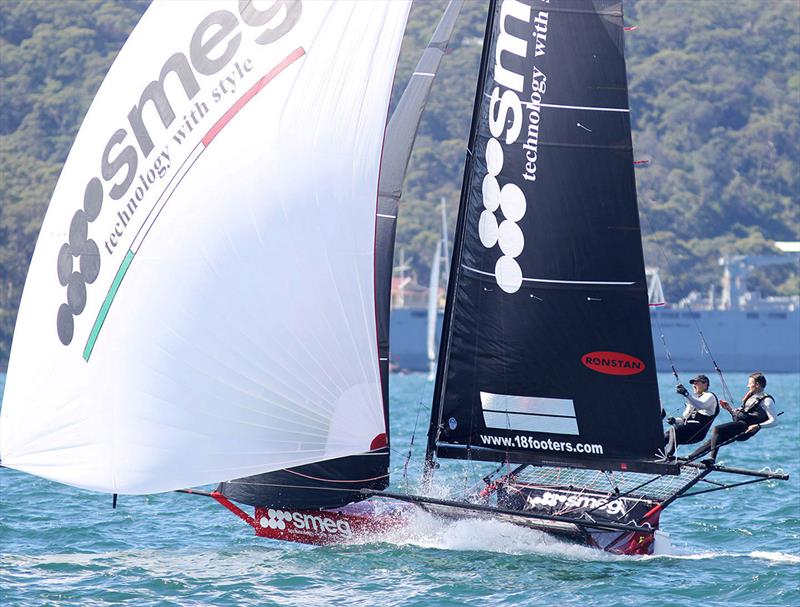 Current Giltinan champion Smeg needs a change of luck - 2021-22 NSW 18ft Skiff Championship photo copyright Frank Quealey taken at Australian 18 Footers League and featuring the 18ft Skiff class