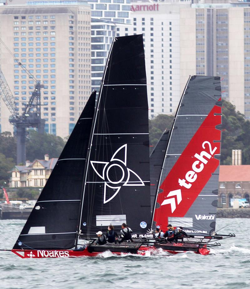 Noakesailing and Tech2, the two main challengers to championship leader Yandoo - 2021-22 NSW 18ft Skiff Championship photo copyright Frank Quealey taken at Australian 18 Footers League and featuring the 18ft Skiff class