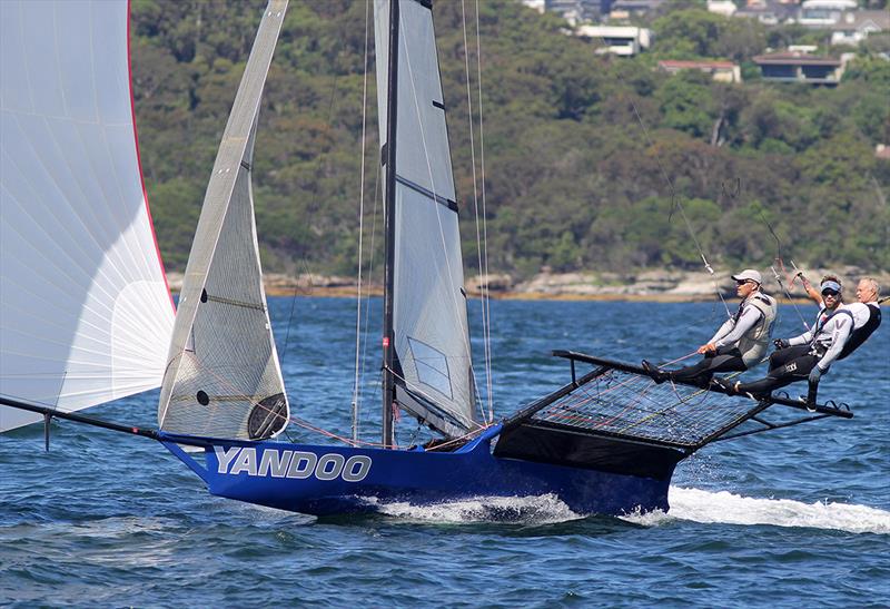 NSW Championship leader, Yandoo - 18ft Skiff NSW Championship on Sydney Harbour - Race 7 photo copyright Frank Quealey taken at Australian 18 Footers League and featuring the 18ft Skiff class