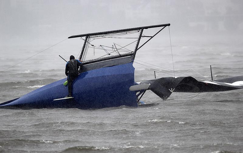 Racing cancelled on day 3 of the JJ Giltinan 18ft World Championships photo copyright Frank Quealey taken at Australian 18 Footers League and featuring the 18ft Skiff class