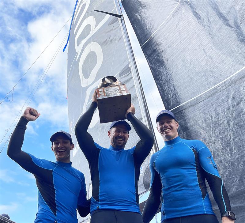 The Andoo team win the 2022 JJ Giltinan 18ft Skiff Championship photo copyright Jessica Crisp taken at Australian 18 Footers League and featuring the 18ft Skiff class
